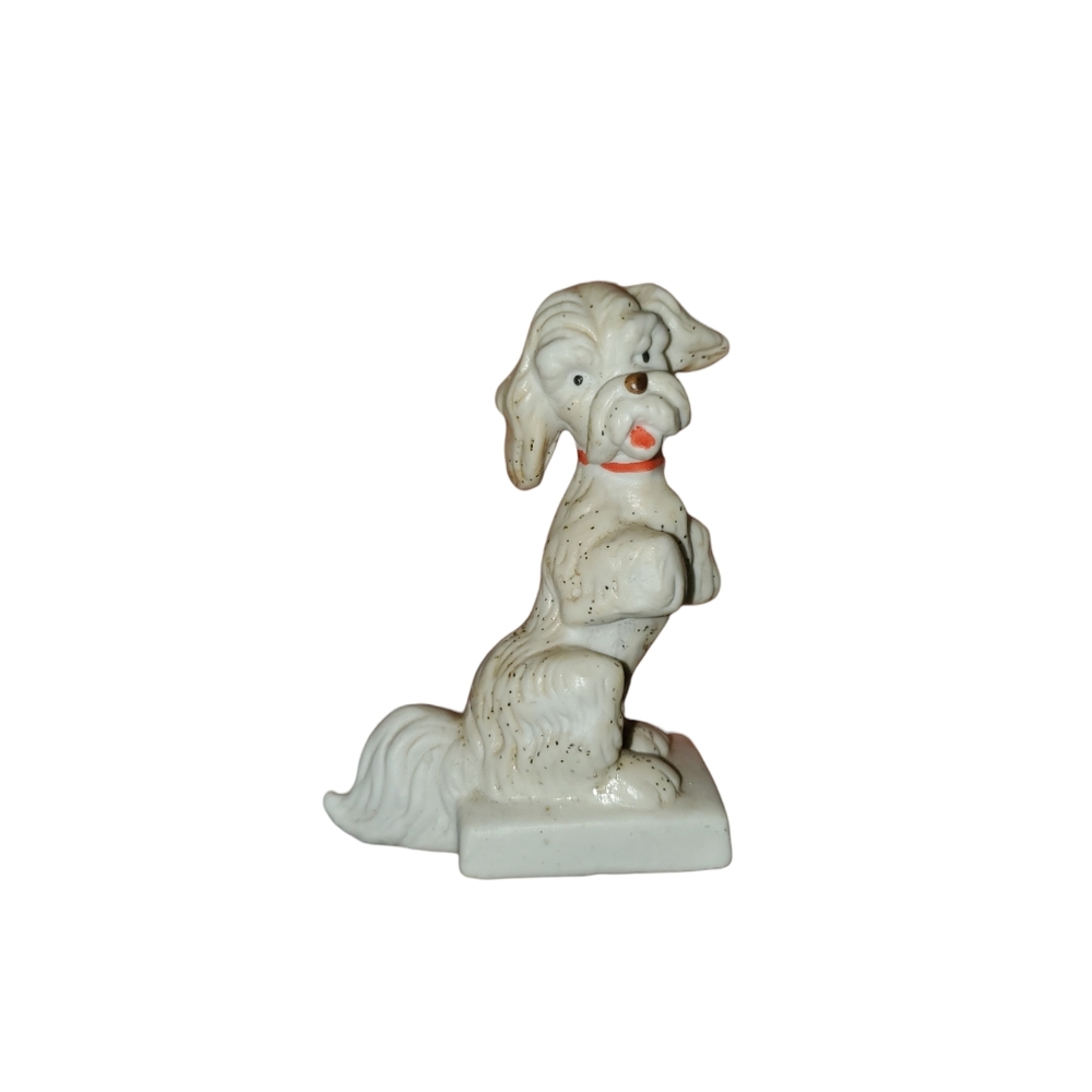Vintage White dog figurine with glitter